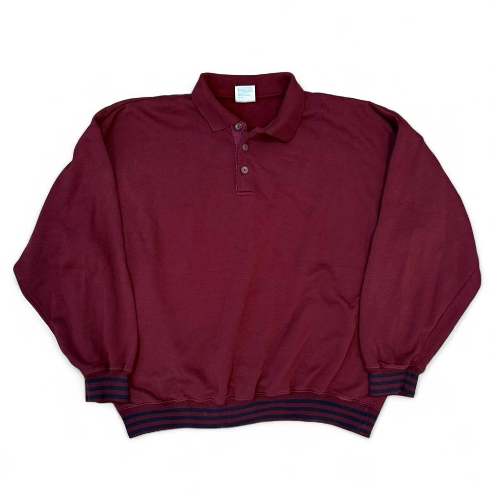 Vintage Cheetah By Mervyns Burgundy Crewneck Henley Sweatshirt Adult Size XL 90s